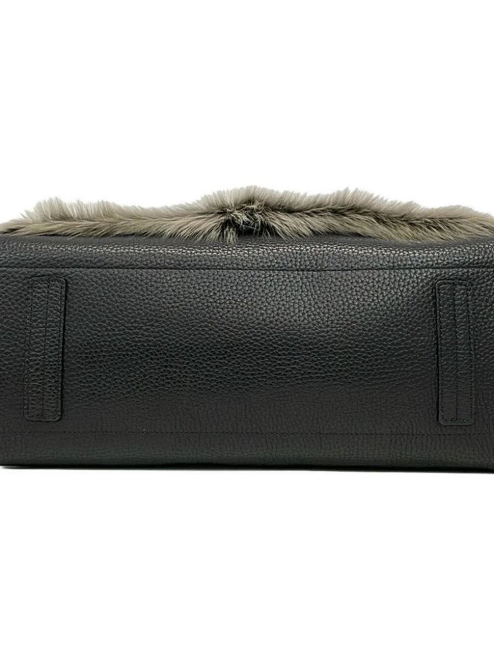 Accessoires De Mademoiselle (ADMJ) Black Gray Beige Leather Fur Tote Bag - Picture 5 of 10